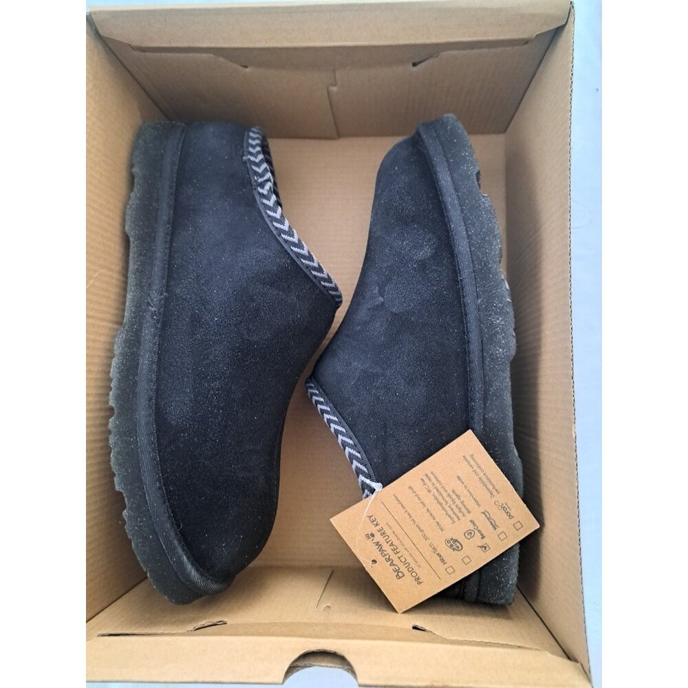 BearPaw Tabitha Black Suede Slippers‎ 9M NIB New Women's Indoor Outdoor